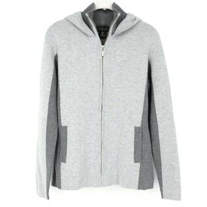 Rachel Zoe Full Zip Sweater Gray Hoodie Colorblock